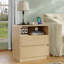 Table de chevet Nola 23,6 po avec station de charge, rangement à 2 tiroirs, casier ouvert et conception à bord arrondi, table de chevet pour chambre à coucher et salon, ensemble de 2-1069321071