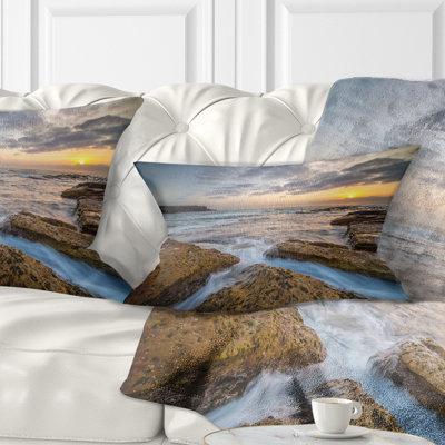Bright Sydney Coastline View Seascape Lumbar Pillow