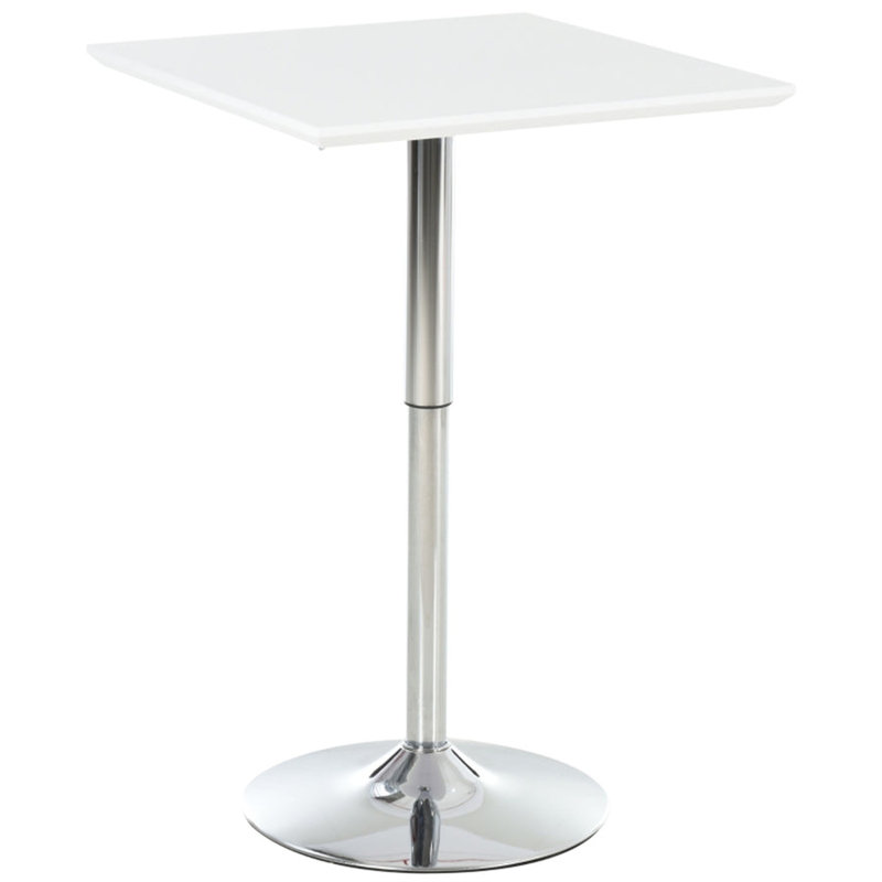 Adjustable Height Bar Table With Sturdy Steel Base, White
