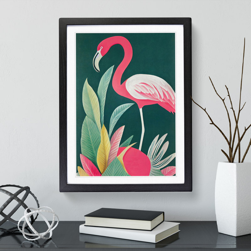 Pretty Flamingo - Single Picture Frame Print, Black Framed, 34cm H x 25cm W x 2cm D