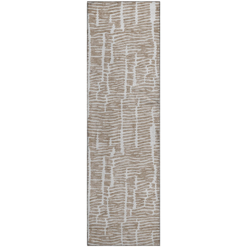 Premium Machine Washable Prisco Brown Rug, Runner 2'3" x 7'6"