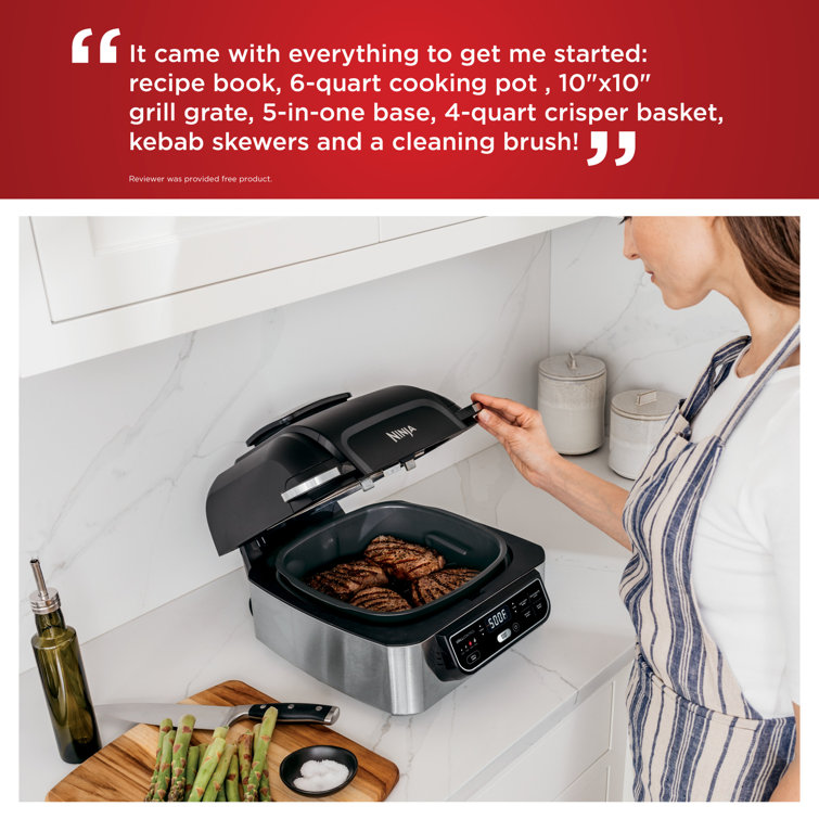  Ninja Foodi 5 In 1 Indoor Grill and Air Fryer with Surround  Searing, Removable Grill Gate, Crisper Basket, Cooking Pot, and Smoke  Control System: Home & Kitchen