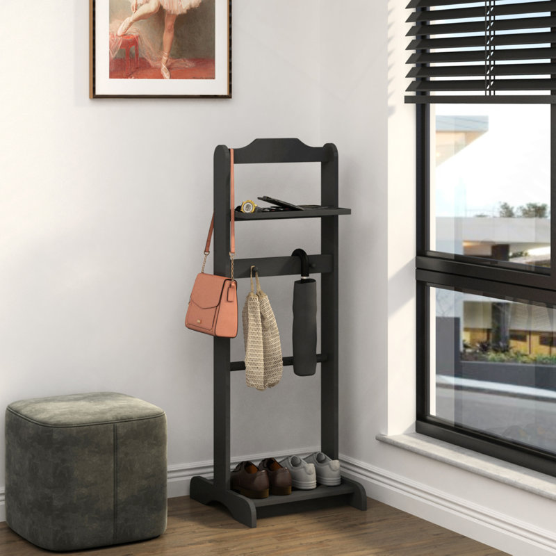 Portant à vêtements Accent, support à vêtements avec organisateur de rangement, finition noire, Noir