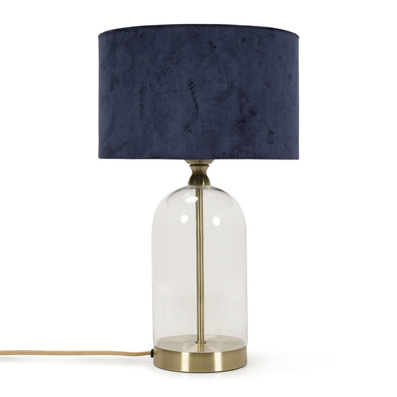 Glass Desk Lamp, Gold, Navy, 38.5" H x 19" W x 19" D