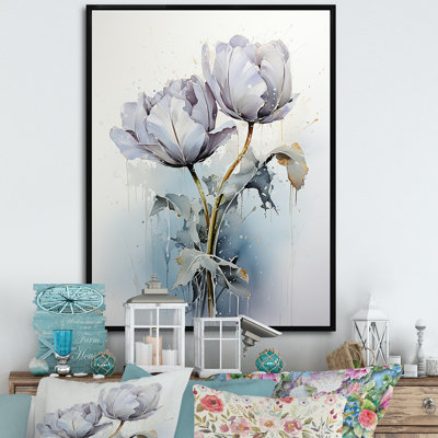 Tulipe grise sur un support sur toile