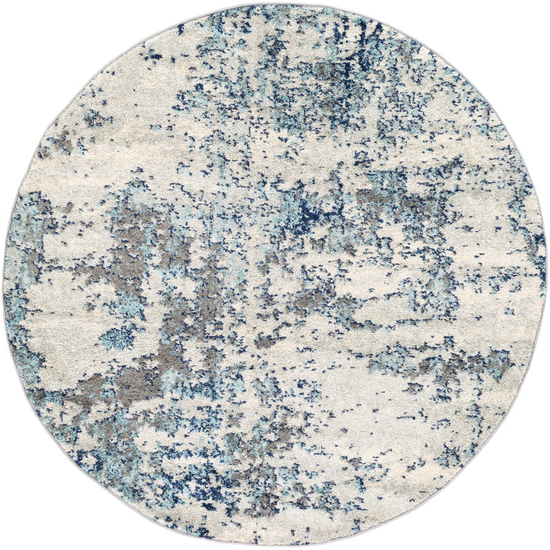 Burnstad Machine Woven Abstract Area Rug, Round 5'3"