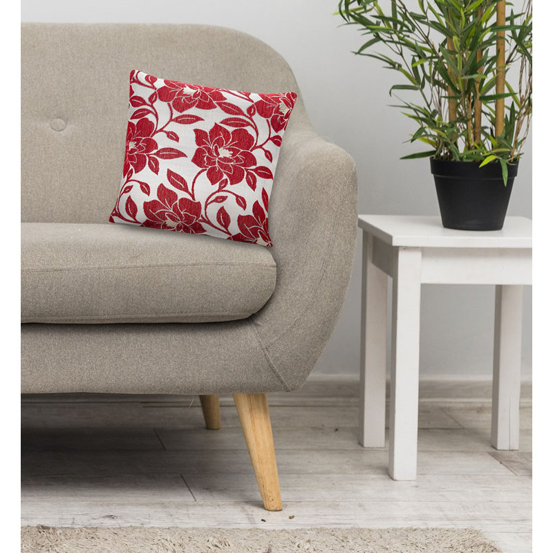 Darionne Floral Square Throw Cushion, Red, 45 x 45cm