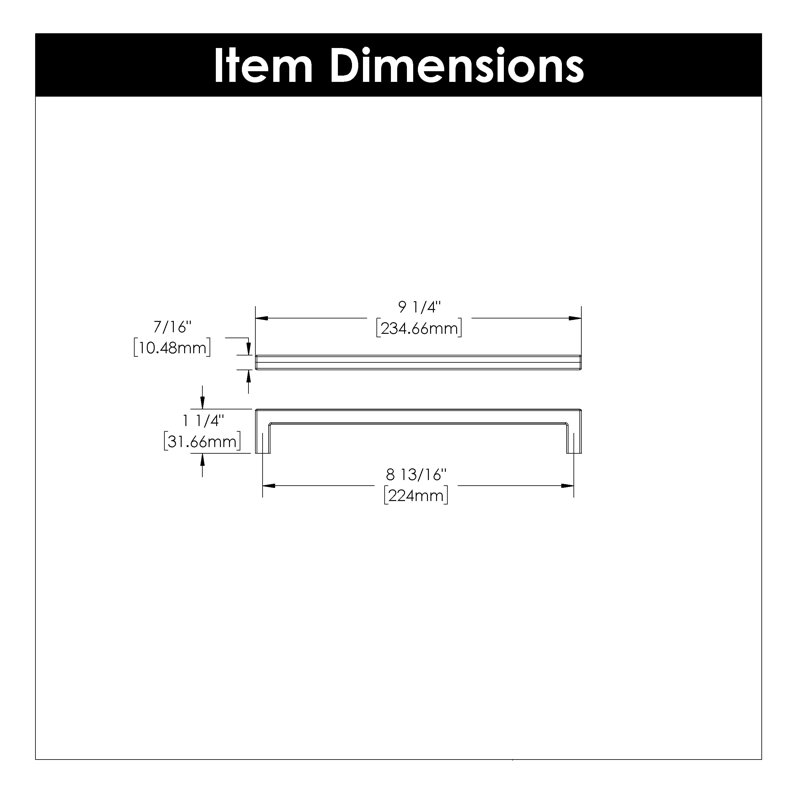 Skylight Collection Handle Pull - 8-13/16" Centre to Centre Cabinet Pull Polished Nickel - Contemporary Hardware for Drawers & Cabinets