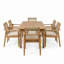 Ensemble de salle à manger d'extérieur 7 pièces en bois d'acacia avec coussins, 6 chaises et 1 table