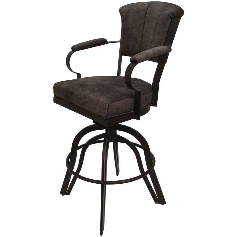 Raddie Swivel Metal Bar Stool 30" Seat, Brown, Dark Gray