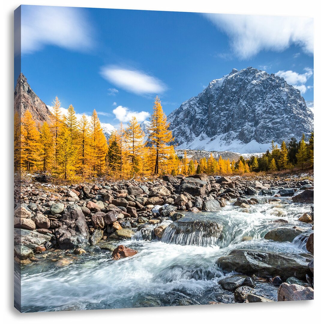 Leinwandbild Kleiner Fluss im Gebirge