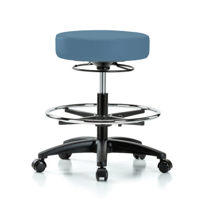 Adjustable Height Lab Stool with Footrest and Removable Casters/Wheels