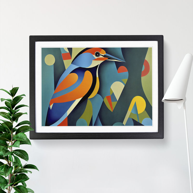 Kingfisher Bird Abstract Vol.5 - Framed Print, Black, 46cm H x 64cm W x 2cm D