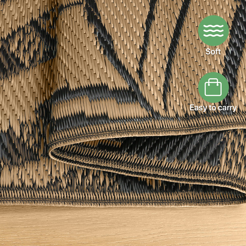 Reversible Black / Brown Waterproof Recycled P.E.T Outdoor Mat, Rectangle 9' x 12', Black/Brown