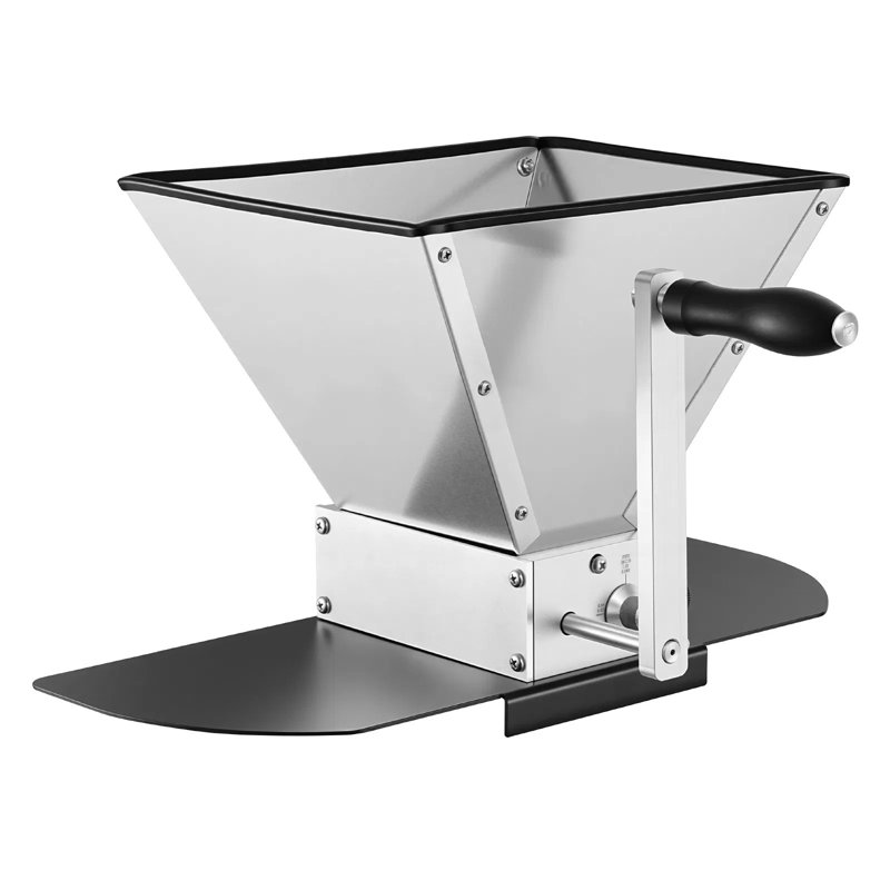 Moulin à grain manuel, moulin à malt Homebrew, broyeur à moulin d'orge réglable pour le brassage de la bière de blé - avec 2 rouleaux en acier inoxydable, trémie de 1,06 gallon et plaque de base en métal