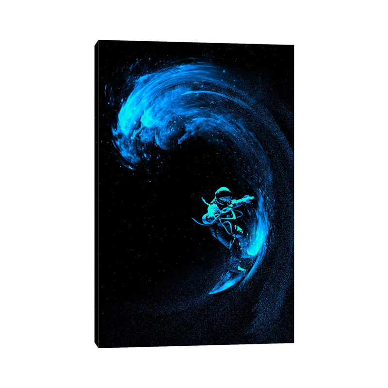 Space Surfing Blue Wave by Nicebleed - Wrapped Canvas Print, 152.5 cm H x 101.5 cm W