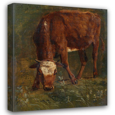 «Grazing Red Heifer. Study» par Johan Thomas Lundbye - Art mural sur toile tendue avec châssis
