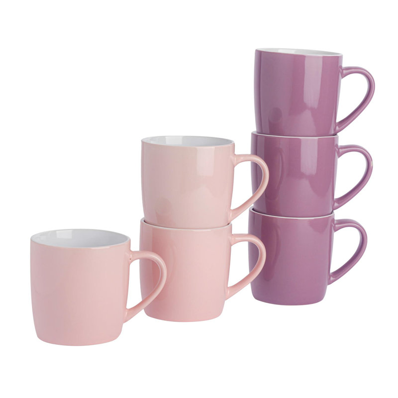 Argon Tableware - Mixed Coloured Coffee Mugs, Pink/Purple