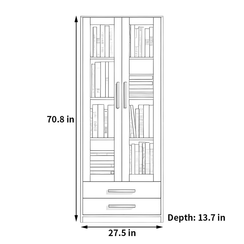 Memmott, (4 Shelves) 70.8"H x 27.5"W x 13.7"D