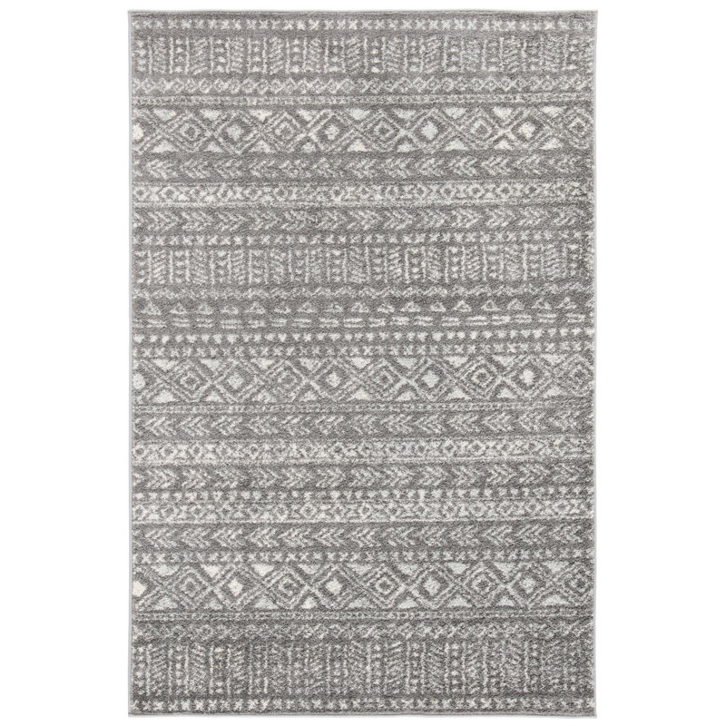 Tapis gris foncé / ivoire Rensselear, Rectangle 4 pi x 6 pi
