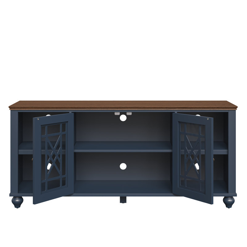 Dzeneta 60 in. TV Stand Fits TVs up to 65 in. with Open Storage, Navy