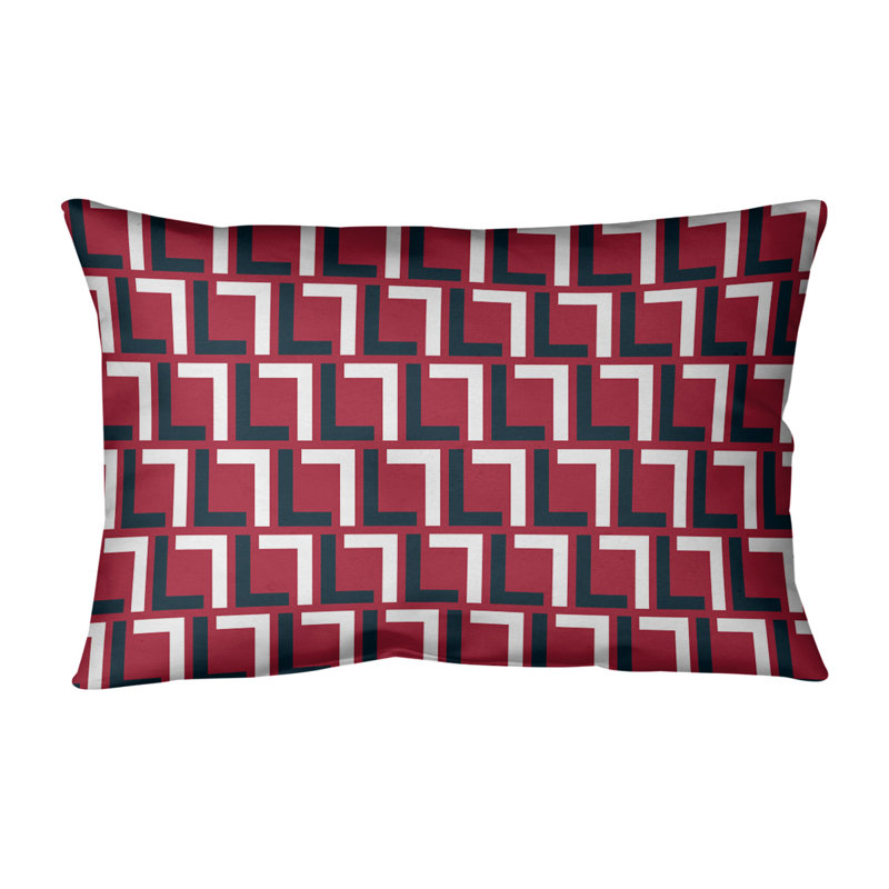 Housse de coussin rectangulaire de luxe Houston, Polyester sergé, Bleu foncé acier / blanc / rouge bataille