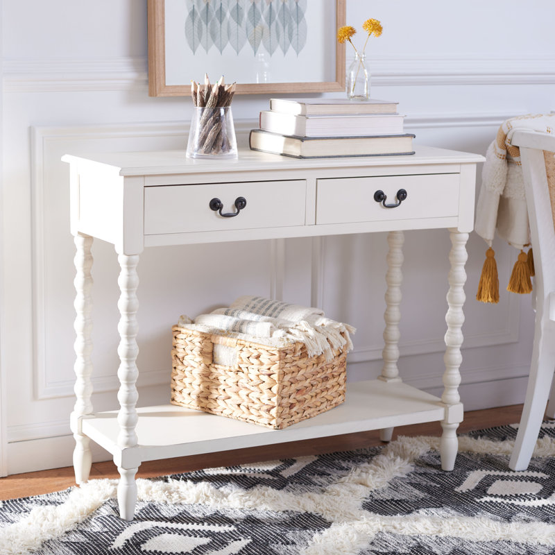 Athena 2 Drawer Console Table , Distressed White