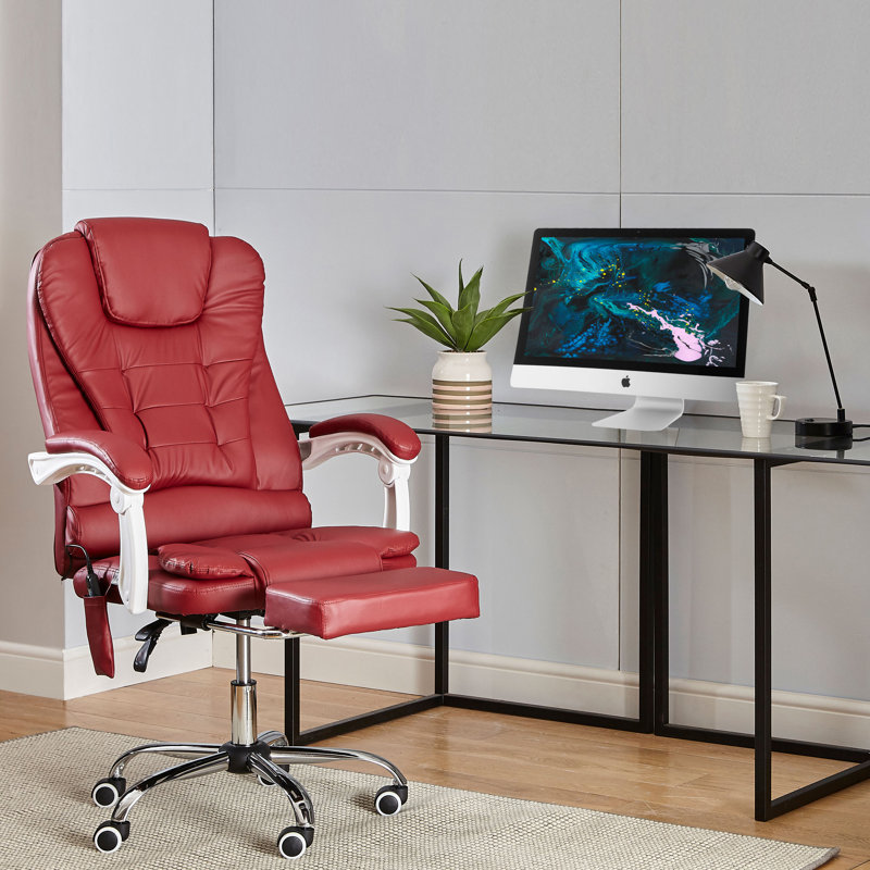 Gaming Recliner Massage Executive Chair, Burgundy