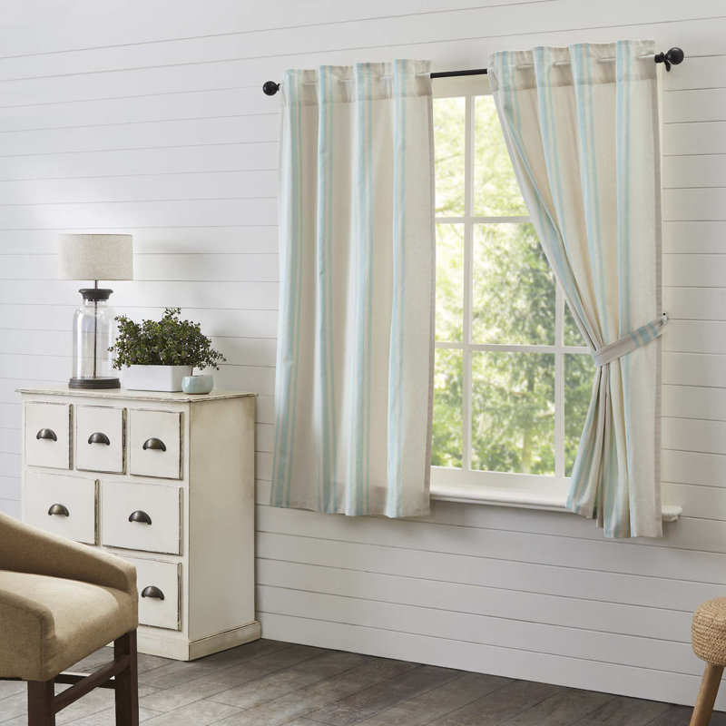 Paire de rideaux obscurcissant avec passe-tringle 100% coton Tana, Aqua, l 36 po x L 63 po