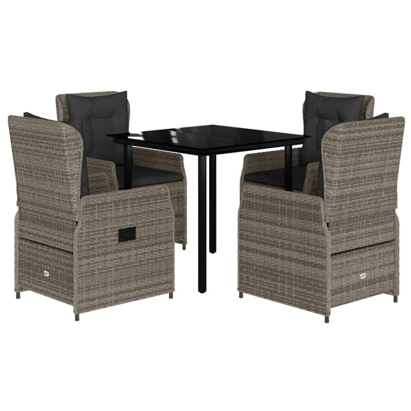 Garden Dining Set Gray, Black, Dark Gray, 4