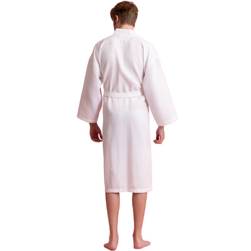 Peignoir mi-mollet avec poches Ellisurg Waffle, Blanc
