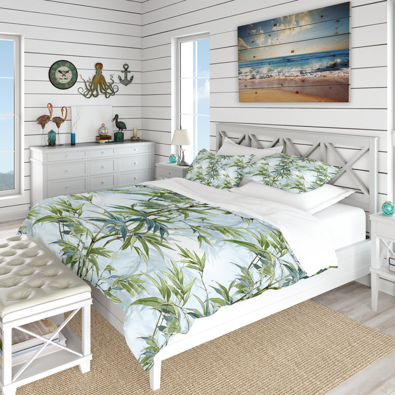 Literie Tropical Zen Bamboo  III, Housse de couette pour très grand lit et 2 très
