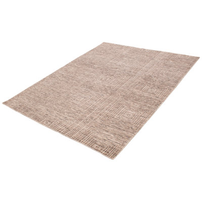 Tapis taupe en laine noué à la main 7 pi 11 po x 9 pi 11 po