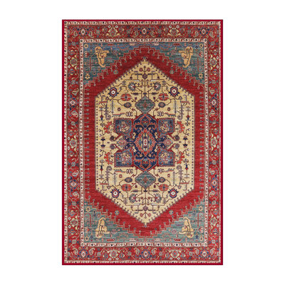 Tapis oriental rouge / beige / bleu