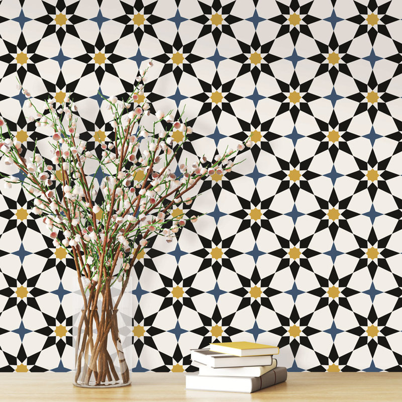 Austwell 16.5' L x 20.5" W Peel and Stick Wallpaper Roll, Black