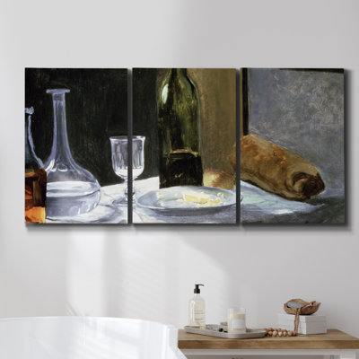 Printed Gilded Neutral Ravine VII Framed On Canvas 3 Pieces Print
