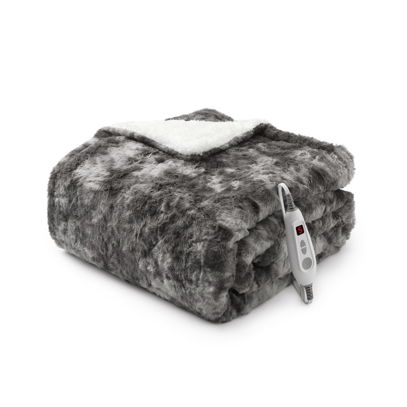 Heated Throw Blanket, Grey