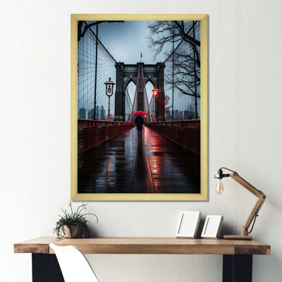 «Leiasia Red Gray New York Brooklyn Bridge I», reproduction sur toile