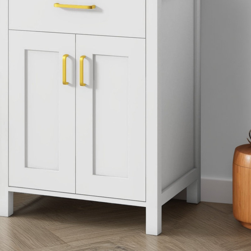 This 24-inch Bathroom Vanity Set With A Porcelain Sink Combines Luxury With Space-saving Features. It Measures 24 Inches Wide By 18 Inches Deep By 34 Inches High And Features Two Soft-close Doors.