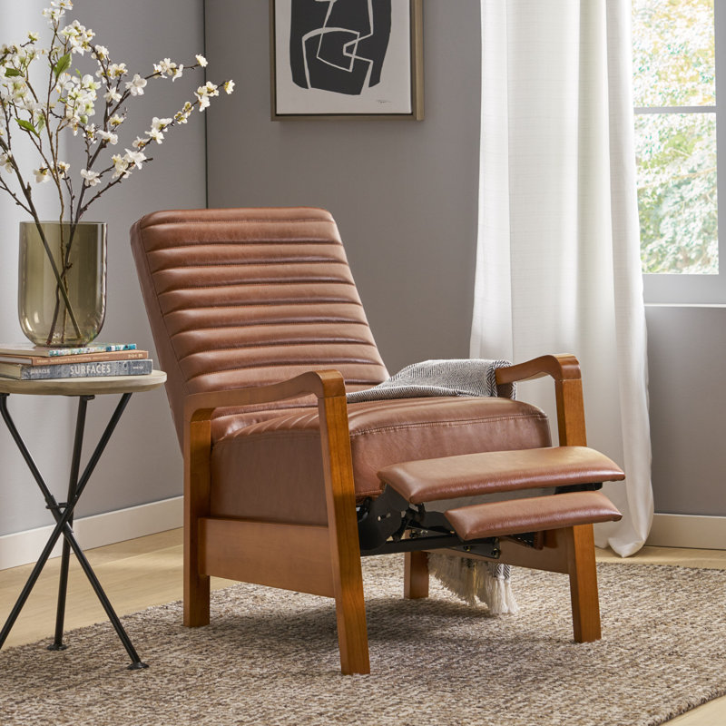 Kalstrom Recliner, Cognac Faux Leather