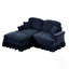 Élégant canapé Mid-Century modulaire à deux places en forme de L avec accoudoirs évasés et jupes plissées à volants, causeuse en chenille confortable avec repose-pieds mobile-1228131005