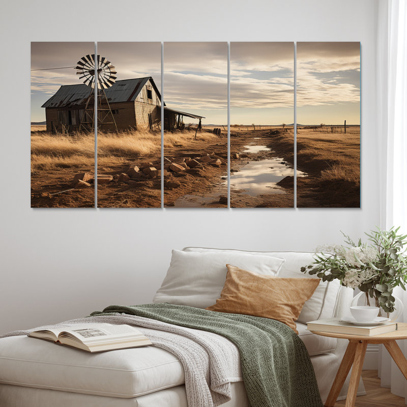 Wind Turbines Windswept Skies - Wind Turbines, reproduction d'art sur toile - 5 panneaux égaux
