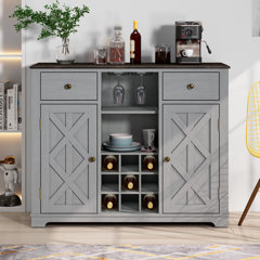 Fc Design 52w Sideboard Storage Cabinet With Wine Racks, Storage Cabinets,  Drawer, Large Dining Server Cupboard Buffet Table In Washed Tan Finish :  Target