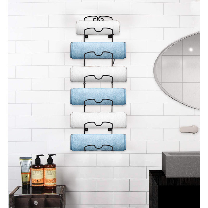 Porte-serviettes mural pour salle de bain, Noir
