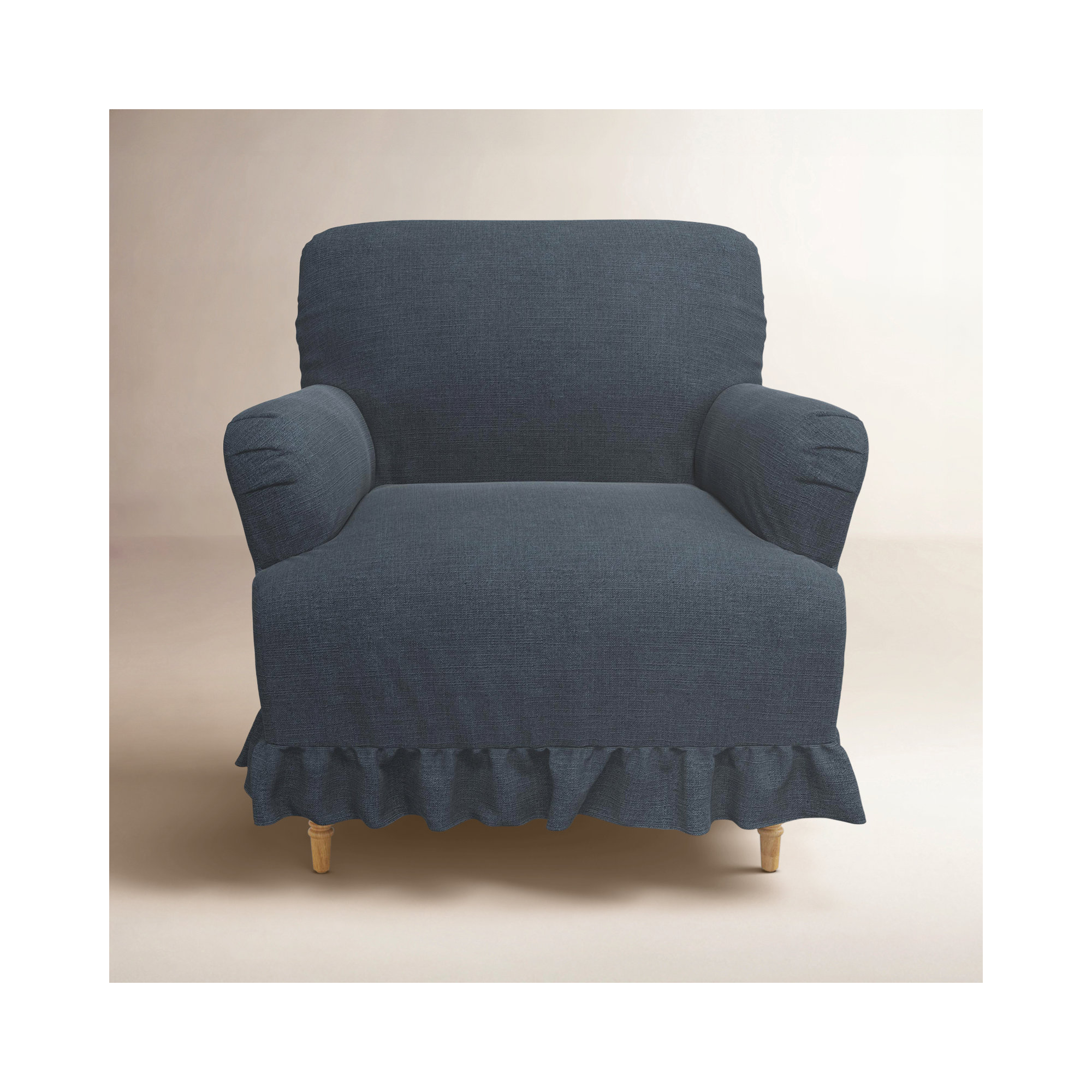 Maggie Ruffle Slipcover Armchair, Classic Navy Linen