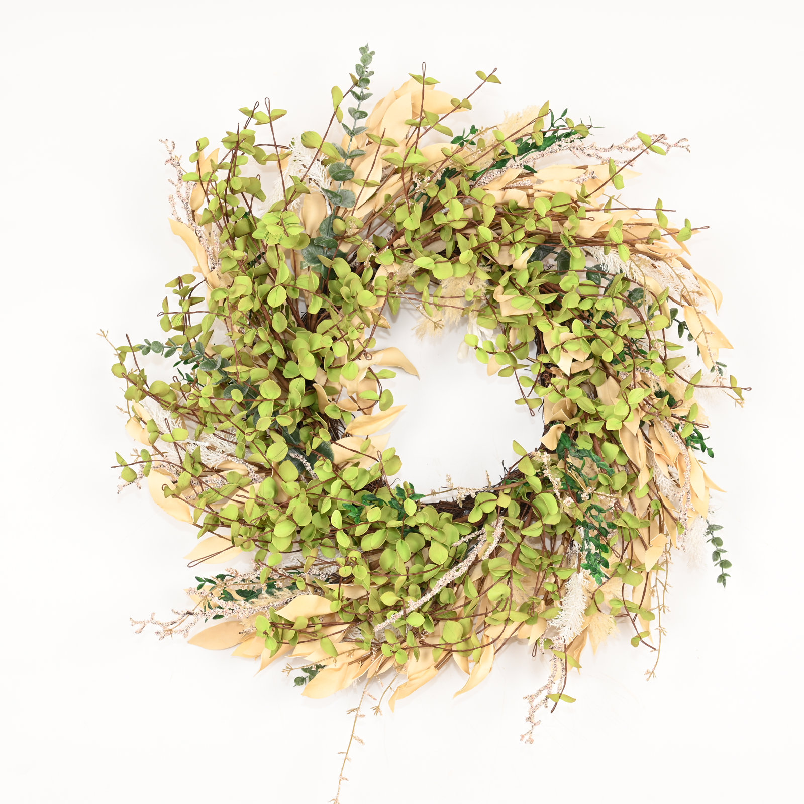 24" Handcrafted Eucalyptus Thanksgiving Wreath, Green