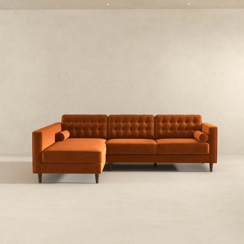 Canapé modulaire en velours orange brûlé