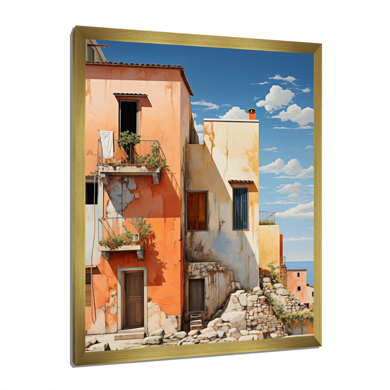 Zulte Italie tons terre cuite Fontanas, H 32 po x l 16 po x P 1 po, Encadrement doré