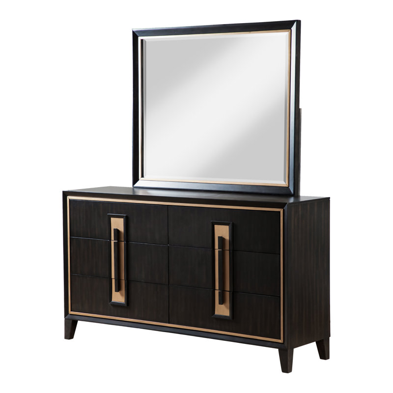 Commode 6 tiroirs avec miroir Diane