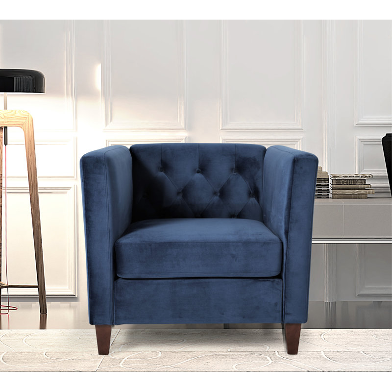 Rubio Velvet Armchair, Dark Blue Velvet
